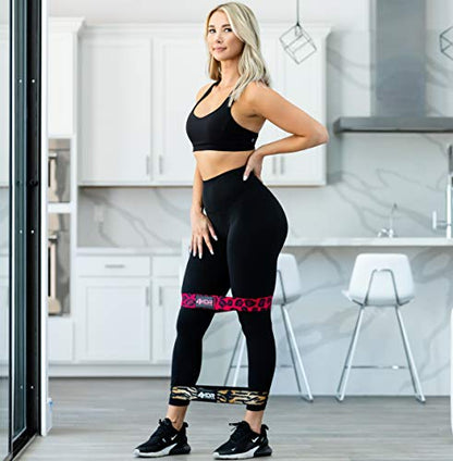 4KOR Fitness Resistance Loop Band Set, Perfect for Crossfit, Yoga, Physical Therapy, and Booty Building - color: 2 Inch Hip Bands Animal Print/ Grippy/ Medium
