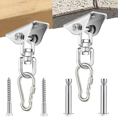 Arlai Hanging Chair Hardware Hanging Kit - Heavy Duty 360° Rotate Ultra Durable Hooks for Swing, Yoga, Playground, Gym, Punching Bag Hanger, 1000 lb Capacity | Heavy Duty, 360° Rotate, Ultra Durable Hooks, For Swing, Yoga, Playground, Gym, Punching Bag Ha