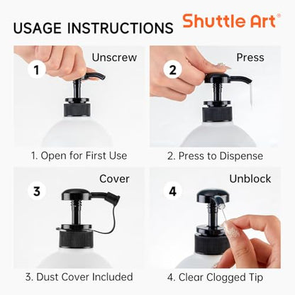 Shuttle Art Titanium White & Black Acrylic Paint Set, 2×69oz/2040ml Large Capacity Pump Bottles with Covers, High Coverage, Fast Drying Non-Toxic Art Paint for Artists, Students, Kids & DIY Crafts
