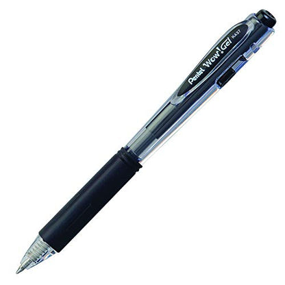 Pentel WOW! Gel Retractable Gel Pen 0.7mm Medium Line Black Ink, Box of 12 (K437-A) (Pack of 2) - color: Black, size: 12 Count (Pack of 2)