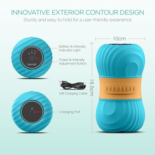 VOYOR-HEALTH Vibrating Peanut Massage Ball, Deep Tissue Roller Rechargeable - color: Blue