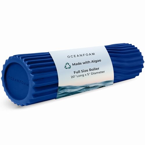 Oceanfoam Tidal Roller - Royal Blue - Muscle Massage Foam Roller for Back Pain & Stretching - Firm and Ergonomic Wide Wave Textured - Yoga, Athletics, & Wellness - Full Size, 20" x 5" - color: Royal Blue