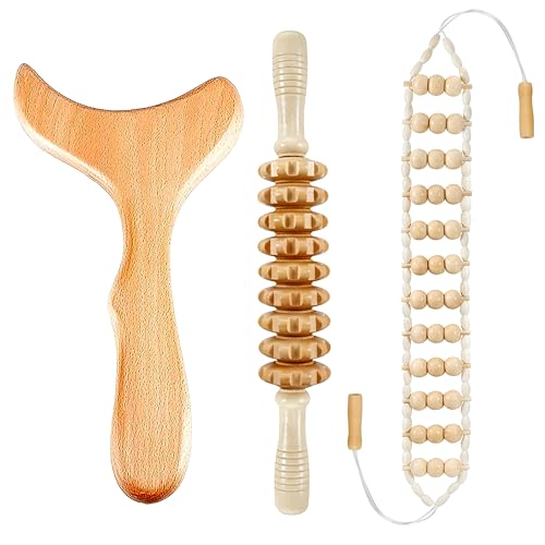 Wood Therapy Massage Tools Maderoterapia Kit Wood Massage Roller Rope Tools Kit Body Sculpting Tools for Relax Muscles - style: Back Massager+Massage roller+Massage Stick