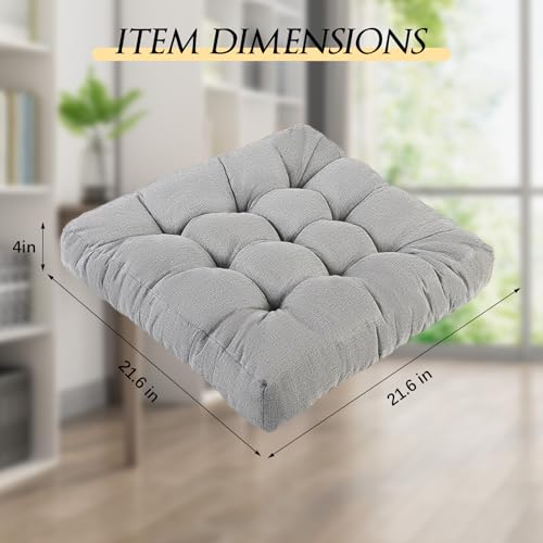 Meditation Floor Cushions, Thickened Floor Pillow for Adults, Large Square Pillows Seat Cushion for Tatami Living Room Yoga, Memory Sponge Block Added, 22x22 Inch, Grey - color: Grey, size: 1pcs