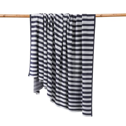 BOV Cooling Knit Throw Blanket 50x60, 100% Viscose, Silver Charcoal Stripe - color: Onyx & Silver