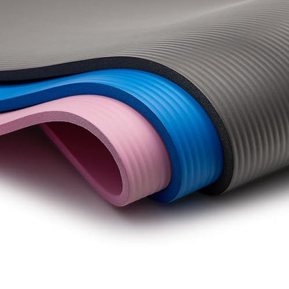 Sunny Health & Fitness Exercise Yoga Mats - Non-Slip Support for Home & Gym - color: Classic Thick Blue