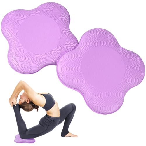 Yoga Knee Pads 2 Pack, Foam Kneeling Cushions - Non-Slip Pilates Knee Pad Cushion & Wrist Support - Portable Workout Knee Pads for Meditation, Kneeling, Balance, Floor, Pilates,Yoga - color: Light Purple