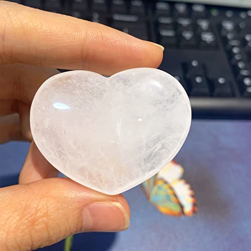 QINJIEJIE 1.8" Large Heart Stone Clear Quartz Crystals Healing Pocket Stone - color: Z - 1.8" Large - Clear Quartz Crystals
