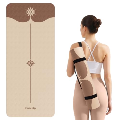 EaseUp Yoga Mat 73"x28"x0.4",10mm thick,Non Slip for Workout, Pilates - color: Beige