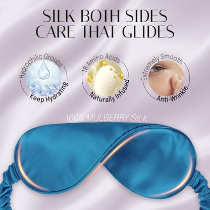 Silk Sleep Mask Eye Mask Blindfold with Double Layer Silk Filling and Elastic Strap for Full Night's Sleep, Travel and Nap, Eye Cover Eyeshade with Luxury Bag and Ear Plugs by OLESILK (Royal Blue) - color: Royal Blue