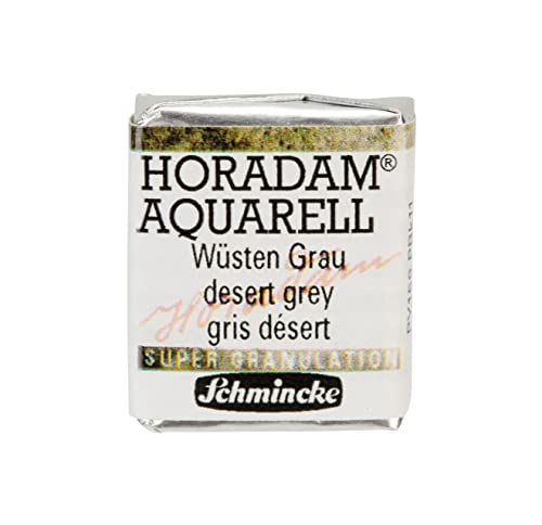 Schmincke - HORADAM® AQUARELL, Super Granulation, 14 925 044 Desert Grey, 1/2 Pans, Very Strong granulating Tones, Finest, Super granulating Watercolors - color: 925 desert grey