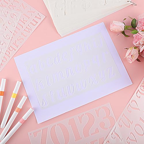 45 Pack Letter Stencils for Painting, Reusable Alphabet & Number Set | 6 Sizes: 1/3" To 2"; Plastic, Washable Sheets; For Crafts, Signs, Scrapbook, Home Decor - size: Small