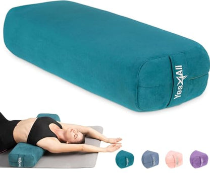 Yes4All Triple-Layer Sponge Yoga Bolster Pillow for Restorative Yoga & Meditation - Versatile Yoga Support Pillow, Balance & Poses Modification - color: B. Emerald