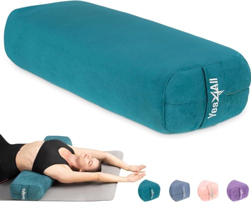 Yes4All Triple-Layer Sponge Yoga Bolster Pillow for Restorative Yoga & Meditation - Versatile Yoga Support Pillow, Balance & Poses Modification - color: B. Emerald