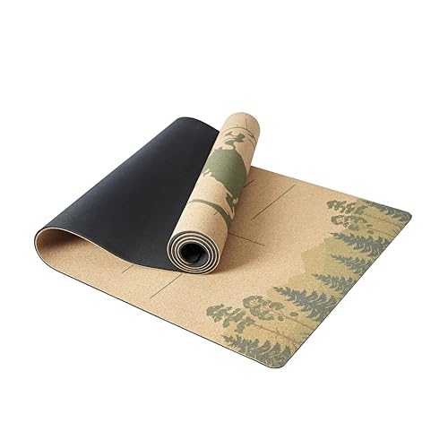 Cork Yoga Mat with Natural Rubber Base, Extra Size, Thickness and Support, Excellent Cushion & Grip, Non-Slip, Non-Toxic, Sweat-Resistant, Sustainable, Eco-friendly Exercise Mat - color: GreenEarth, size: 80 x 26 x 6 mm