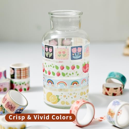 Kwaii Washi Tape 30 Rolls, Decorative Masking Tape for Junk Journal, Scrapbooking Supplies, DIY Crafting Supplies - style: Kwaii