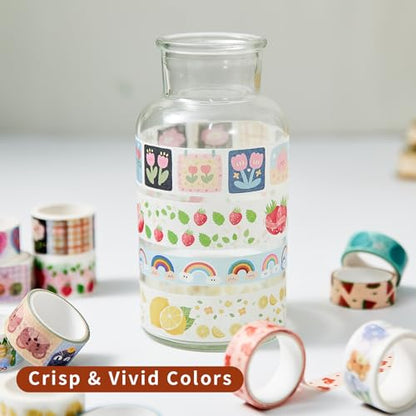 Kwaii Washi Tape 30 Rolls, Decorative Masking Tape for Junk Journal, Scrapbooking Supplies, DIY Crafting Supplies - style: Kwaii