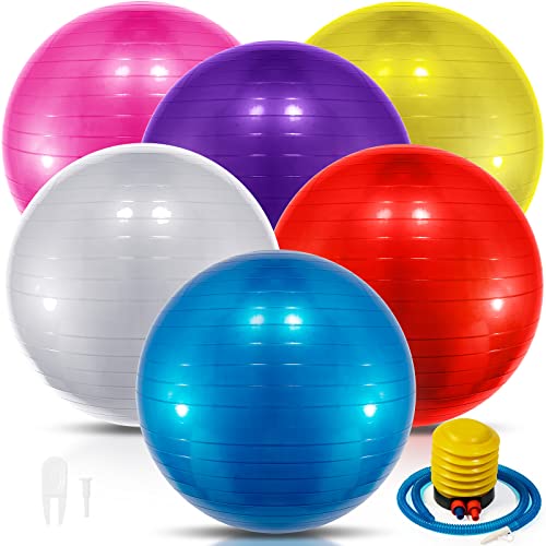 Jexine 6 Pcs Yoga Ball Exercise Ball - color: Colorful, size: 25.59 Inch