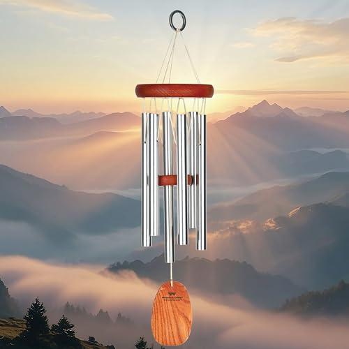 Woodstock Chimes Amazing Grace Wind Chime for Outside 16" Small Silver, Outdoor Decor for Patio, Porch, Garden, Memorial Gift for Loved Ones AGSS - color: Silver, size: 16" Small