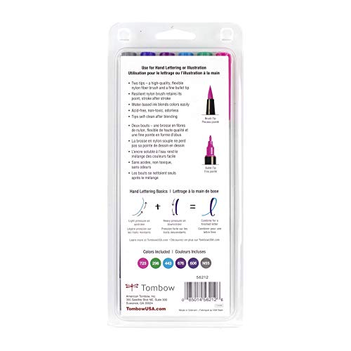 Tombow 56212 Dual Brush Pen Art Markers, Galaxy, 6-Pack. Blendable, Brush and Fine Tip Markers - color: Galaxy