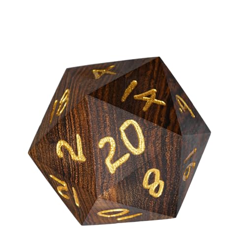 50mm Wooden D20 Dice Bocote Wood 20 Sided Dice for D&D Tabletop Game - color: D20 Garapa