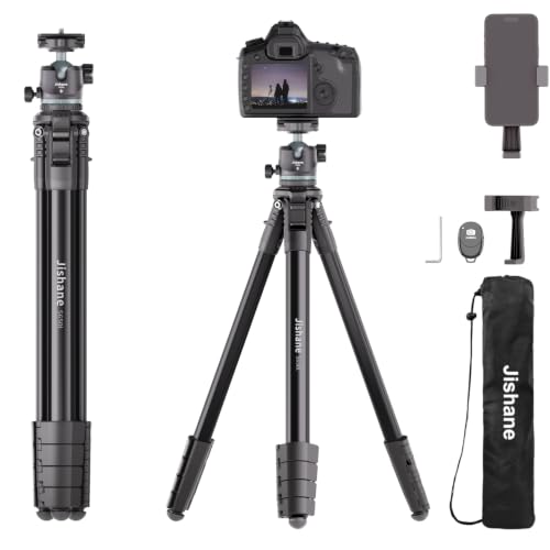 72" Travel Tripod for Camera and Phone, Lightweight Aluminum Tripod with Arca Ball Head, Phone Holder, Quick-Release Plate, Wireless Remote & Carry Bag for DSLR Smartphone Video Recording