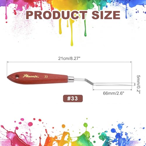 MECCANIXITY Pack of 1 Palette Knife No.33, 8.3" Long Palette Knives with Stainless Steel Flexible Spatula Pallet Knife and Wood Handle for Scraping, Mixing, Oil Acrylic Painting Canvas - style: No.33