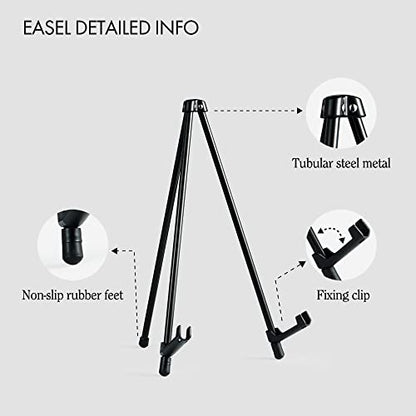 ARTIFY 14'' Tabletop Instant Display Easel, Black Steel Table Top Easels for Display, Tripod for Canvas, Paintings, Signs, Posters - style: 14''Black, 1-pack
