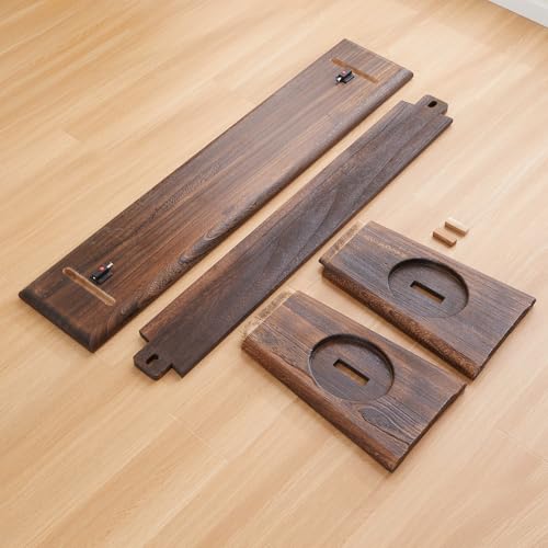 Farmhouse Skinny Narrow Entryway Bench, Rustic Dark Brown Wood | Multi‑purpose slim noodle accent bench for entryway, hallway, mudroom, bedroom, farmhouse rustic seating for compact spaces