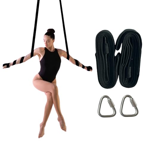 PRIOR FITNESS Aerial Strap Ropes,SGS Certified,9.8ft Body Loop Trapeze 2pcs - color: Black