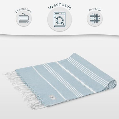 Ossano Turkish Beach Towel Absorbent & Lightweight Extra Large (39" x 71") - Quick Dry, Versatile and Functional as - Bath Sheet, Yoga Mat, Pool and Swim Towel, Travel Blanket - Aqua Blue - color: Aqua Blue