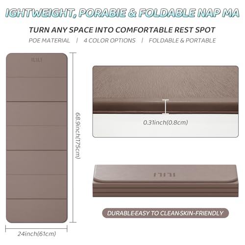 ILILI Foldable Yoga Mat 71 * 24 * 0.3 Inch - color: Brown
