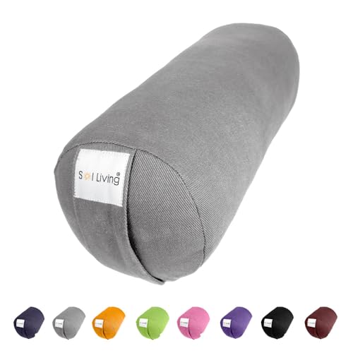 Pranayama Yoga Bolster Meditation Pillow - color: Grey, size: Cylindrical 14" x 6"