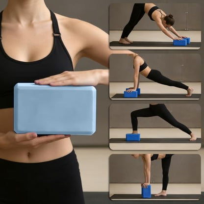 Yoga Blocks 2 Pcs, 9"x6"x3" Yoga Brick Foam Blocks EVA Foam Block Yoga Props Accessories for Yoga Pilates Stretching and Meditation - color: Baby Blue