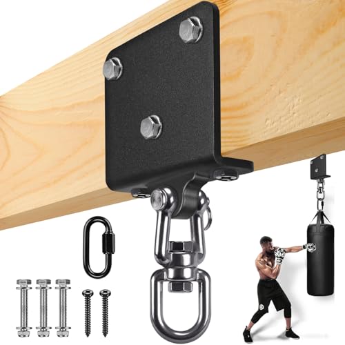 BeneLabel Heavy Bag Hanger for Punching Bag Beam Mount Hardware 360° Rotation Boxing Bag Ceiling Mount I-Beam Hanger for Hanging Heavy Punching Bags Wall Hangers - color: 360° Closed Connection Clasps with Carabiner