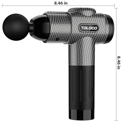 TOLOCO Massage Gun, Deep Tissue Back Massage for Athletes for Pain Relief, Percussion Massager with 10 Massages Heads & Silent Brushless Motor, Fathers Day Dad Gifts, Carbon - color: Carbon