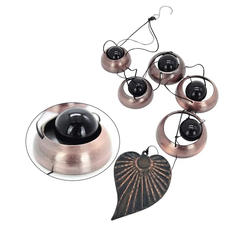 Cooper Leaf Temple Wind Chime,Wind Chimes 5 Bells, Feng Shui Wind Chimes - size: Five-Bodhi