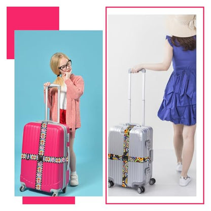 6 Pieces Luggage Straps Patterned Luggage Strap Suitcase Straps Luggage Belt Adjustable Travel Luggage Belt Strap with Quick Release Buckle, 2 inches Wide by 72 inches Long (Persian Style) - style: Persian Style