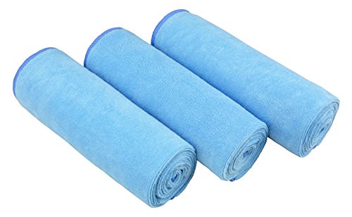 Gym Towels for Men & Women Microfiber Sports Towel Set Fast Drying & Absorbent Workout Sweat Towels for Fitness,Yoga, Golf,Camping 16" x 32" 3-Pack Gifts - color: Bluex3