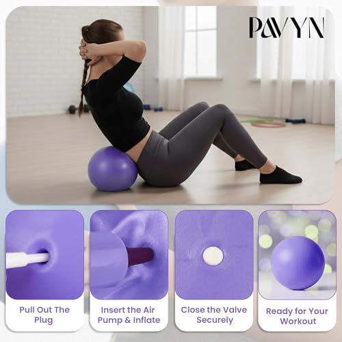 Pilates Kit for Women – 16 Pcs Home Pilates Equipment Set with Magic Circle Ring, Ball, 5 Resistance Bands, Yoga Strap, Ankle Weights, Grip Socks & More | Pilates Starter Kit - color: Purple