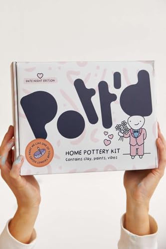 Pott'd Air Dry Clay for Adults Date Night Special Edition. Beginners Home Pottery Kit. DIY Craft Kit for Adults. Kit Includes: Air-Dry Clay, Tools, Paints, Brushes, Sealant, How-to-Guides - style: Date Night Special Edition
