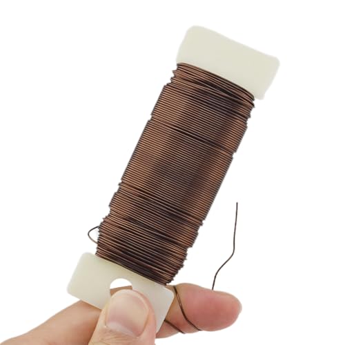 HAHIYO 22Gauge Coffee Color Metal Floral Wire - 1 Roll, 38 Yards (115 Feet) - Flexible Paddle Wire for Craft, Christmas Wreath, Flower Arrangement, Bouquet Wrapping, Wedding, DIY - color: Coffee, size: 22Gauge-1P/38Yards