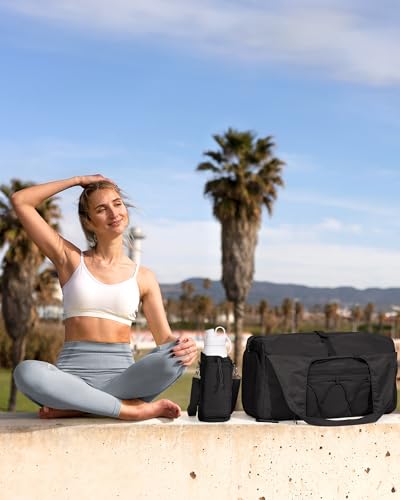 BAGSMART Gym Bag for Women, Lightweight Duffel with Shoe Compartment, Tote Bag with Wet Pocket for Yoga Travel, Black - color: Black, style: Casual Tote