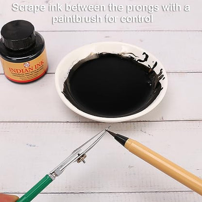 Ruling Pen for Masking Fluid, Cross Hinged Ruling Pen for Fine Line Drawing, Technical Drawing, Suitable for Use with Masking Fluid, Ink and Gouache - color: Green, style: Cross Hinged