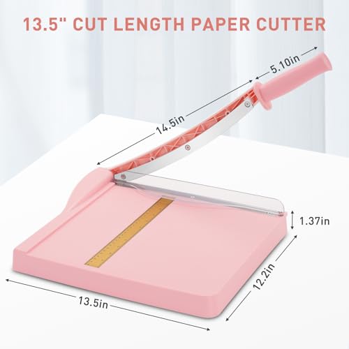 Paper Cutter, Paper Slicer with Safety Guard and Blade Lock, 12" Cut Length Guillotine Paper Cutter with 16 Sheet Capacity, Paper Cutters and Trimmers for Cardstock Cardboard (Pink) - color: Pink