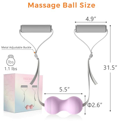 VICSKY Peanut Massage Ball with Adjustable Strap & Handles- Double Lacrosse Myofascial Release Ball, Deep Tissue Roller for Feet Neck & Legs, Muscle Pain Reliever, Easy Control (Purple) - color: A: Purple, Peanut Ball
