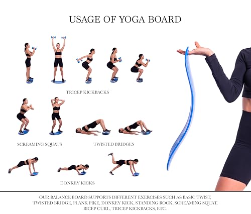 Balance Boards Yoga, Fitness Board, Workout Balance Board Sports, Twist Board for Workout, Gym Sports, Balancing Exercises, Dancers, Stability Training Twisting, Exercise Abs Arms Legs,Blue