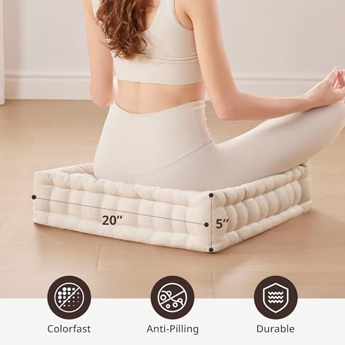 Intelligent Design Floor Pillow Meditation Cushion, 20x20 Ivory - color: Ivory