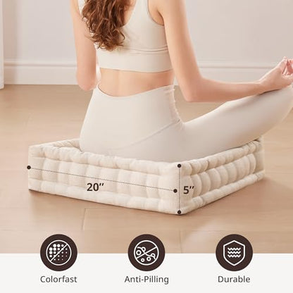 Intelligent Design Floor Pillow Meditation Cushion, 20x20 Ivory - color: Ivory