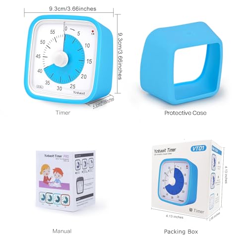 Yunbaoit Visual Timer for Kids, Silent 60-min Countdown Timer, Blue Blue - color: Blue Blue